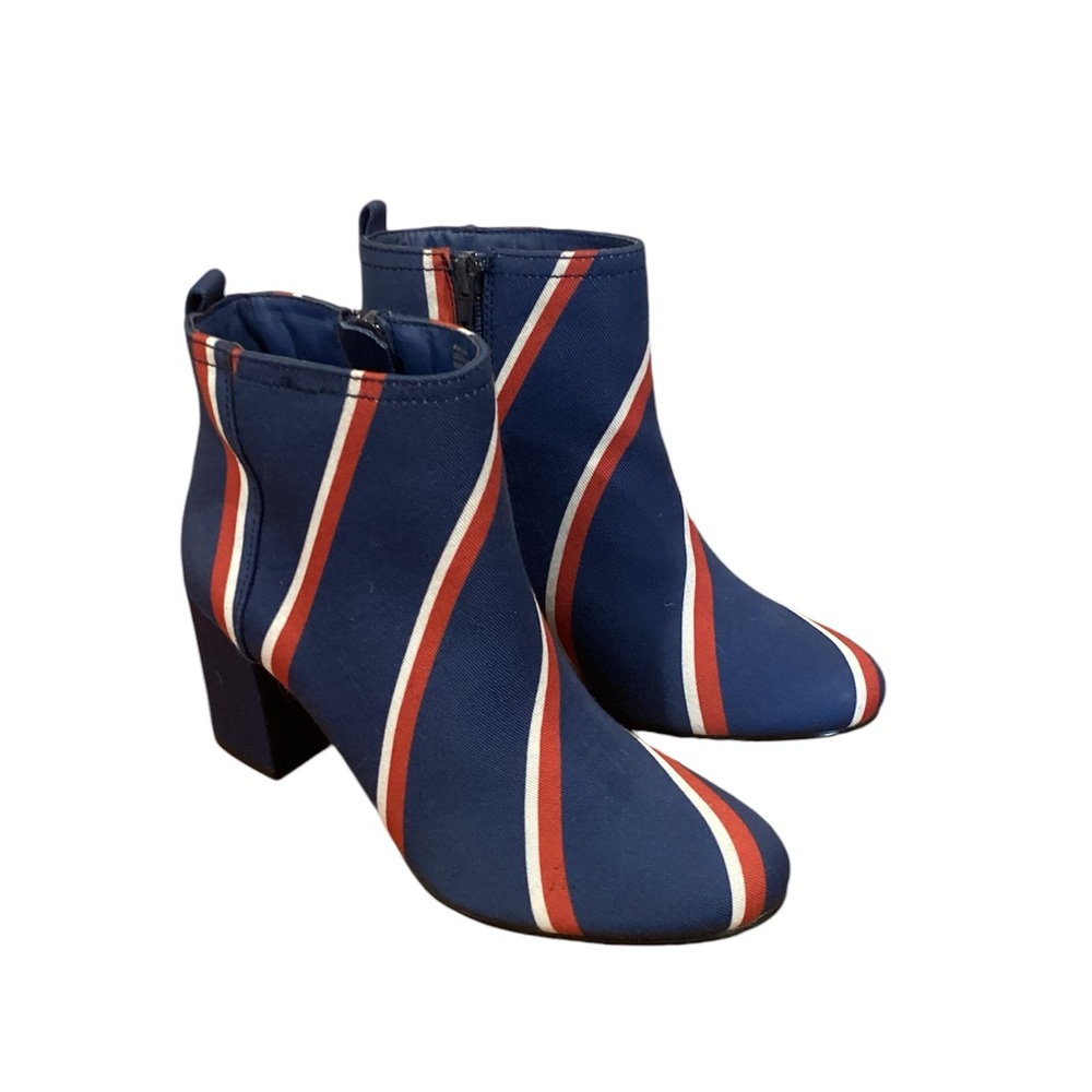 JustFab Amira Bootie Stripe Navy Blue Red White Ankle Boots Size‎ 7